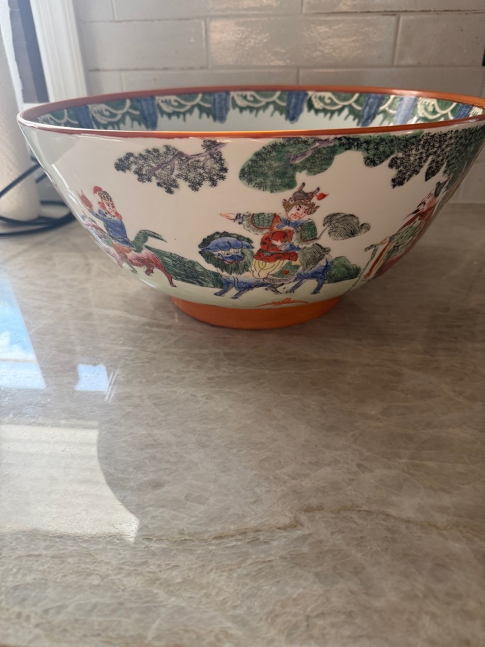 20th Century Chinese Export Medallion Large Punch Bowl Antique Collectible